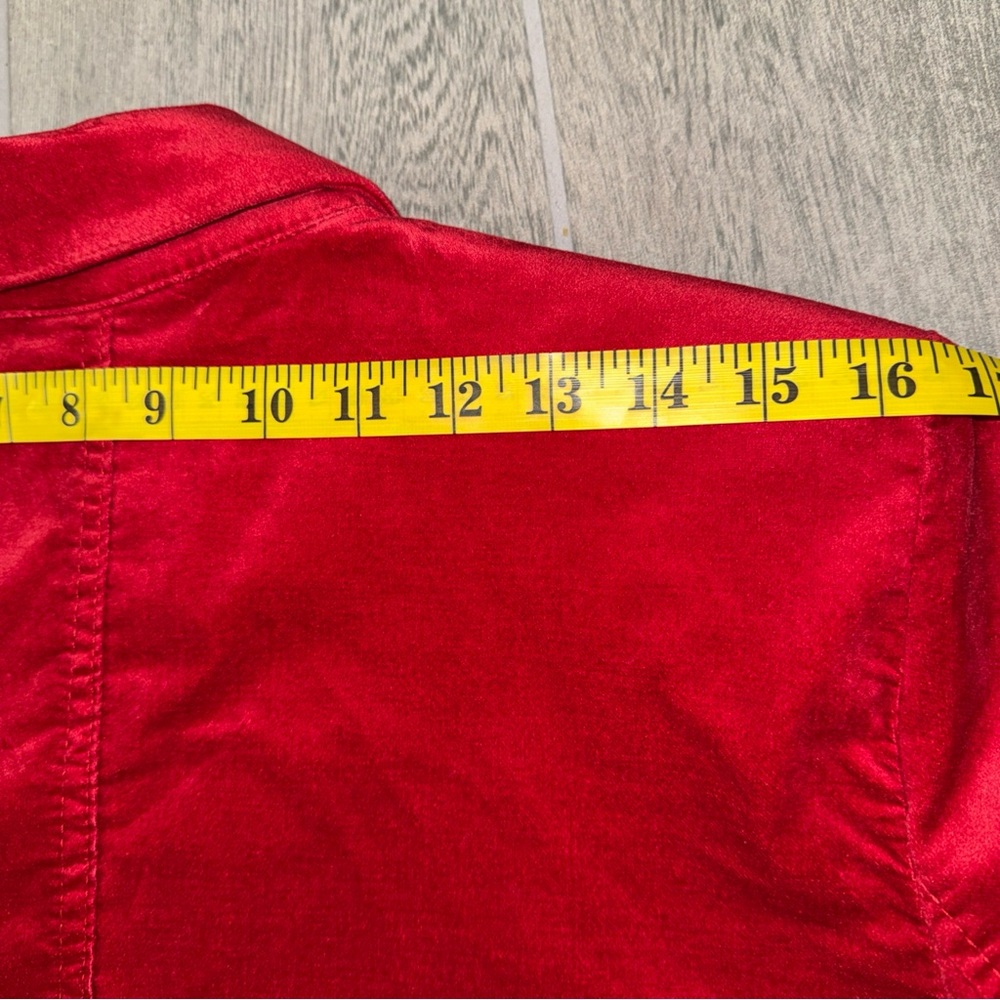 Chico’s Allure Velvet Blazer Women’s 2 Red Single Breasted One Button Office - Picture 6 of 10